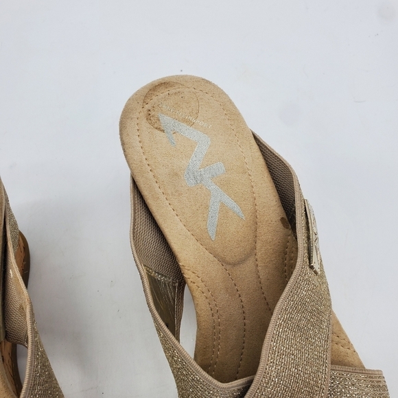 Anne Klein Sport Shoes Women 6M Lorri  Gold Glitter Wedge Sandals - Picture 4 of 12